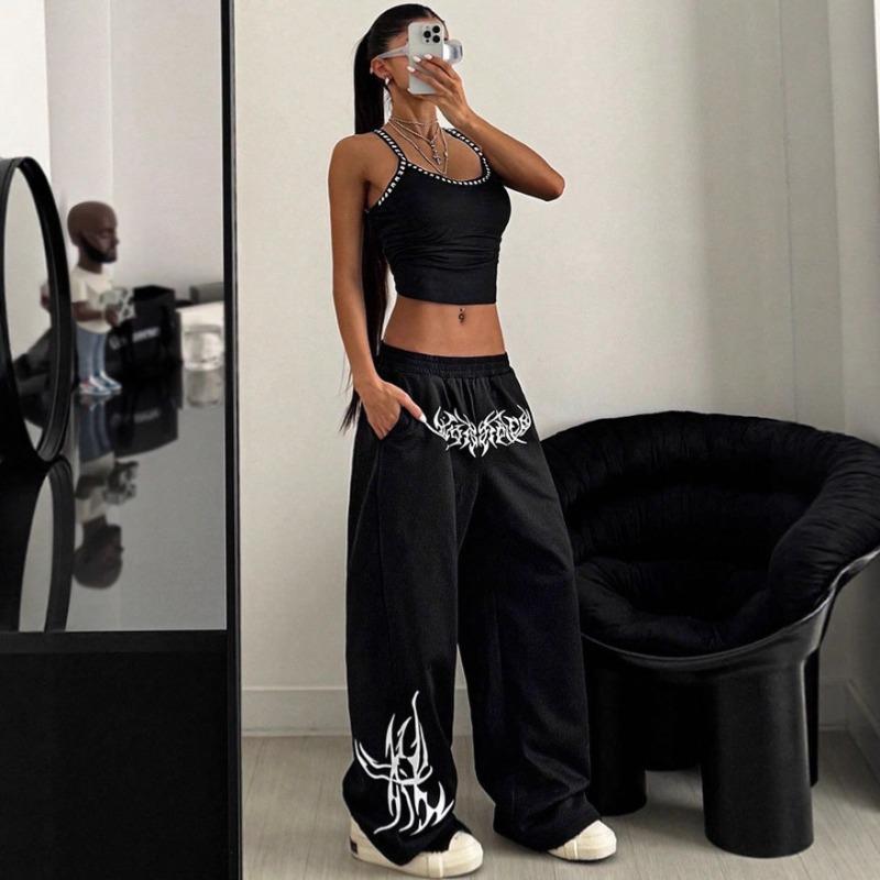 Hip-hop hip-hop jazz casual pants women's foreign trade loose and versatile retro trendy brand drawstring sports long pants