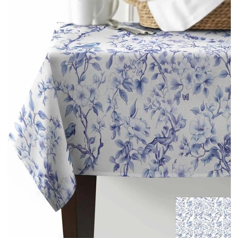 Uccelli Blu Foglie Floreali Ramo Tovaglia Impermeabile Decorazione Tavola Cucina Rustica Tavola da Pranzo Decorazioni per Matrimonio