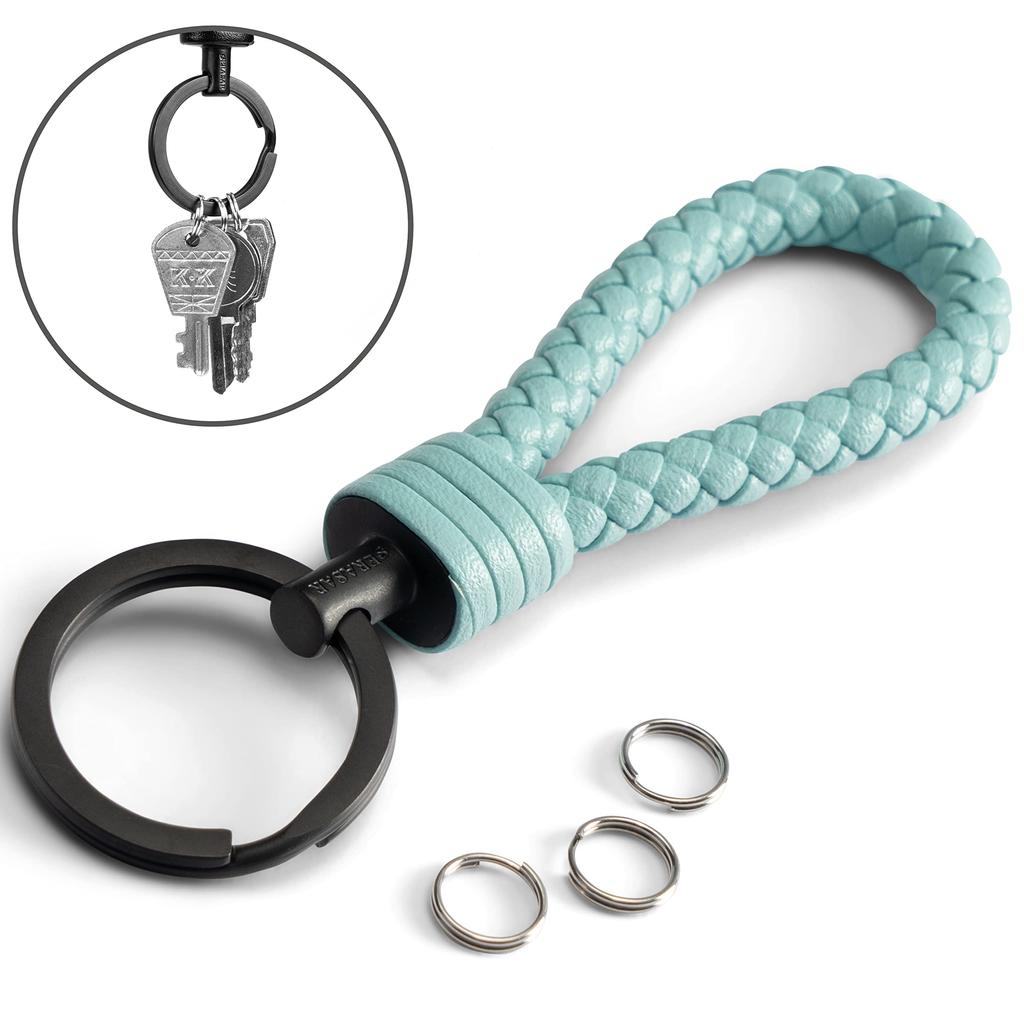 PU Strap and Stainless Steel Key Ring Extra Ring for Small Keys Perfect for House Keys Key Ring with Gift Box [SERASAR] - - Car, Motorcycle, Bike, -