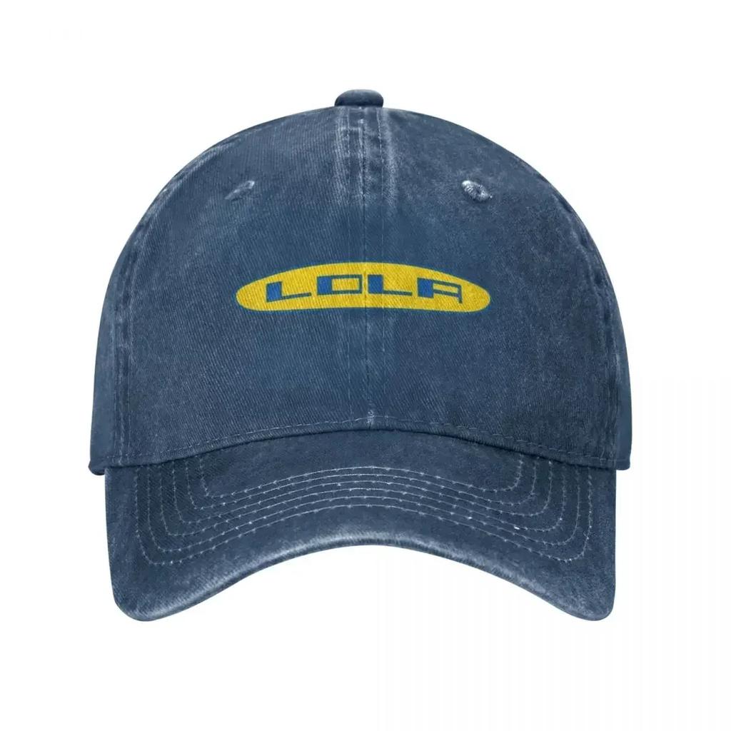 Lola Racing Cars  Logo  Blue Baseball Caps Washed Denim Hats Outdoor Adjustable Casquette Sports Baseball Cowboy Hat