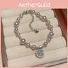 French Vintage Geometric Pearl Bracelet With Zirconia Accents For Women Gift