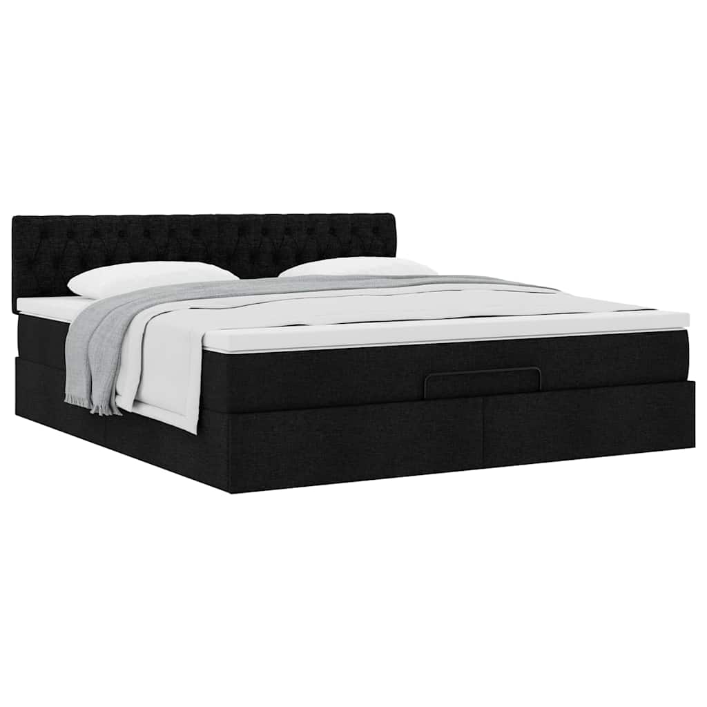Ottoman Bed with Mattress Black 160x200 Cm Fabric