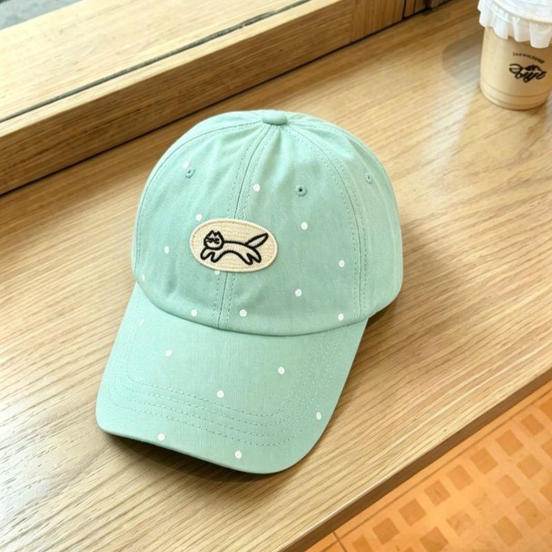 Korean Ins Cute Polka Dot Kitten Baseball Cap Children Spring And Summer Versatile Wide Brim Sunshade Sports Hat