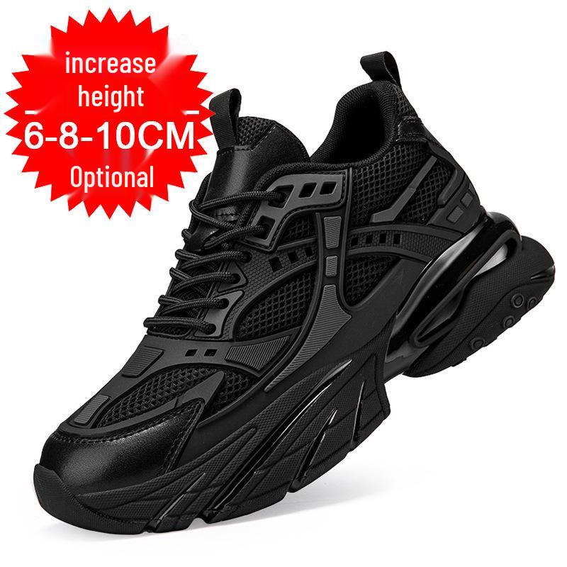 Men's Breathable Mesh Sneakers - 8cm Height Boost, Thick Sole, Running Casual Dad Shoes for Autumn & Winter