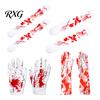 Holiday Party Atmosphere Supplies Halloween Horror Gloves, Creepy Red Hand Cosplay Prop for Party, Indoor Props Spooky Costume Accessory Haunted