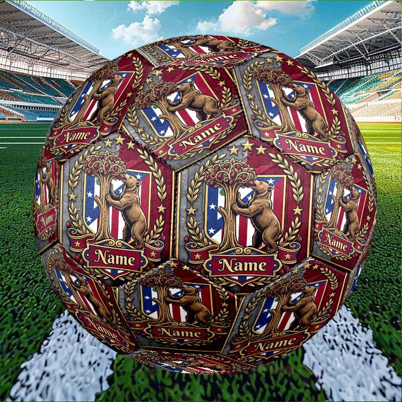 Custom Name Personalized Atletico Madrid Print Size 5 Soccer Ball Training & Match Football, for Team, Kicking, Gift for Football Enthusiasts