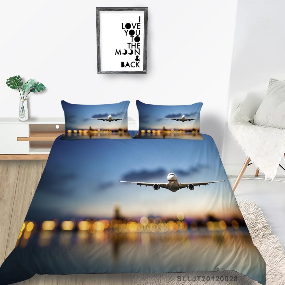 3D Deluxe sada ložního prádla Povlak na přikrývku a povlak na polštář se vzorem vozidla 2 nebo 3 kusy na loď nebo na kolo Potištěné v plné velikosti, pratelné a pohodlné povlečení