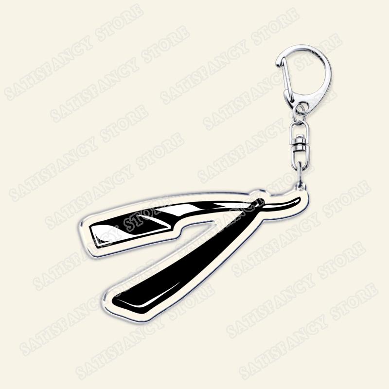 Barber Shop Keychains for Accessories Bag Barbershop Scissors Hairdresser Beard Hairstylist Keyrings Jewelry Friends Fans Gifts