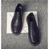 100% Genuine Leather Shoes Fashion Brogues Flat Thick Sole Male Footwear Pure Black Casual Mens Shoes