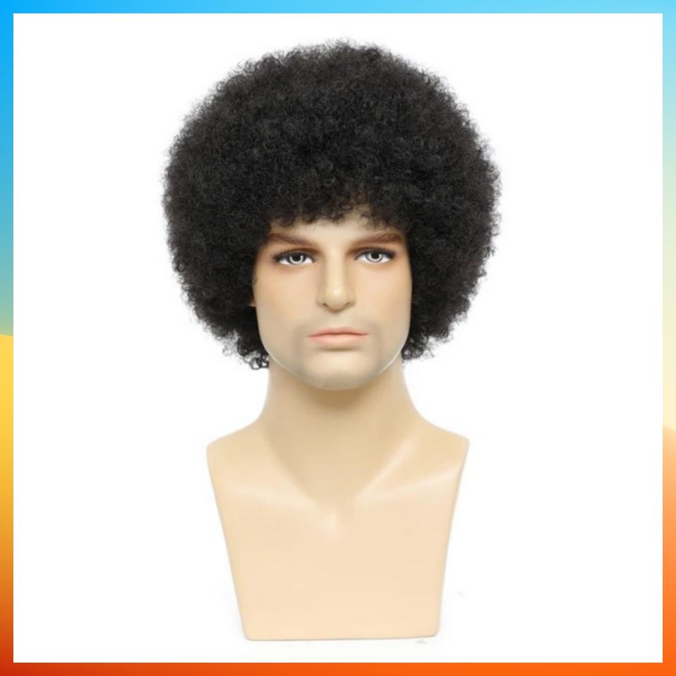 Perucă africană la modă 2025, perucă scurtă și creță pentru bărbați, HW990