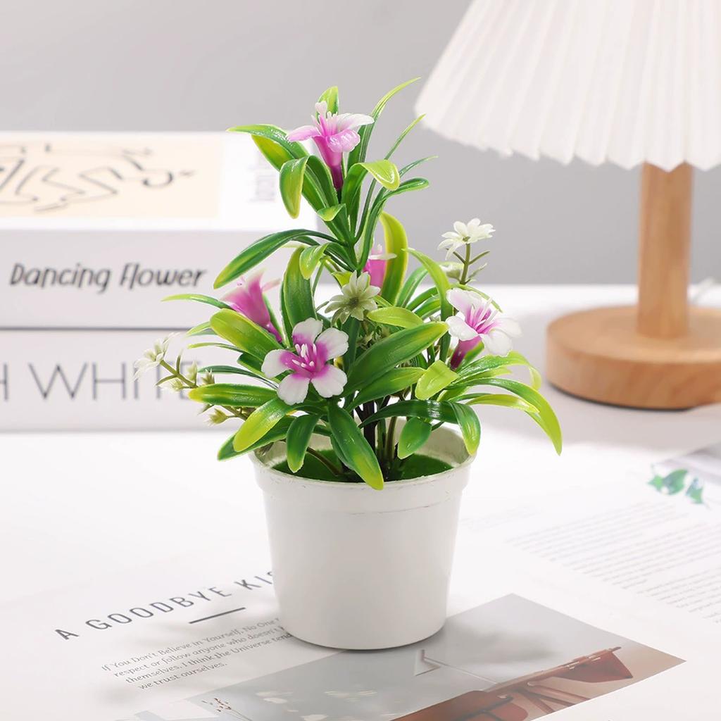 Artificial Potted Plant Decorative Tabletop Fake Flower Arrangement Indoor Home Office Desk Greenery Landscape Faux Botanical Ornament