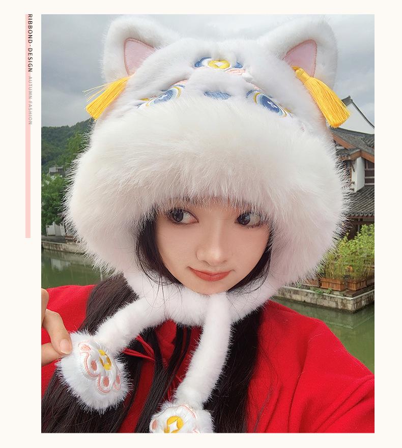 

National tide wind Dunhuang flying hat autumn and winter women s warm and cold-proof thickened winter cute ear protection plush Lei Feng hat