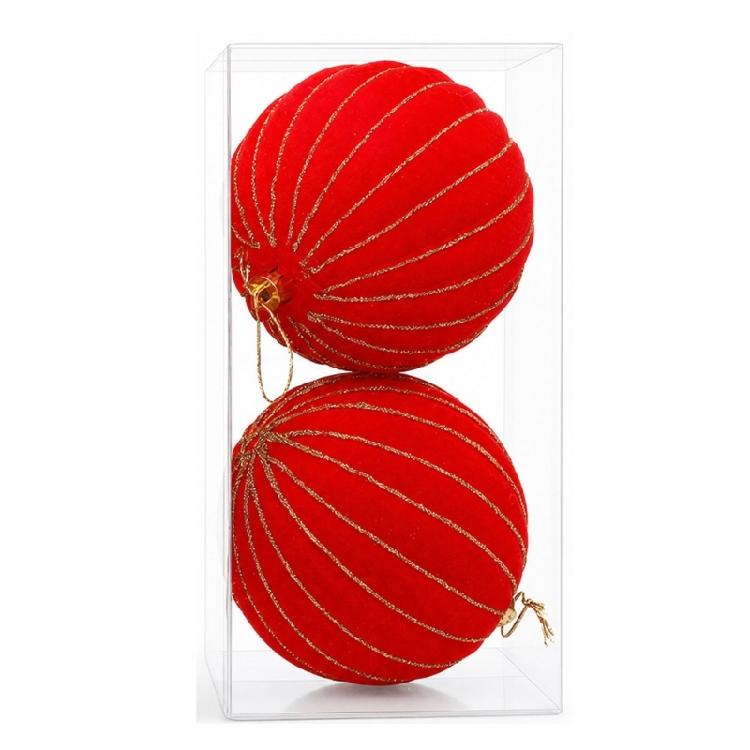 2Pcs Christmas Baubles Ornament Sparkling Velvety Sphere Decoration For Christmas Tree Wreath Mantels Window Display