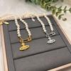 Empress Cixi Saturn Brosch Halsband - Lyxig Dam Gem Nyckelbenskedja