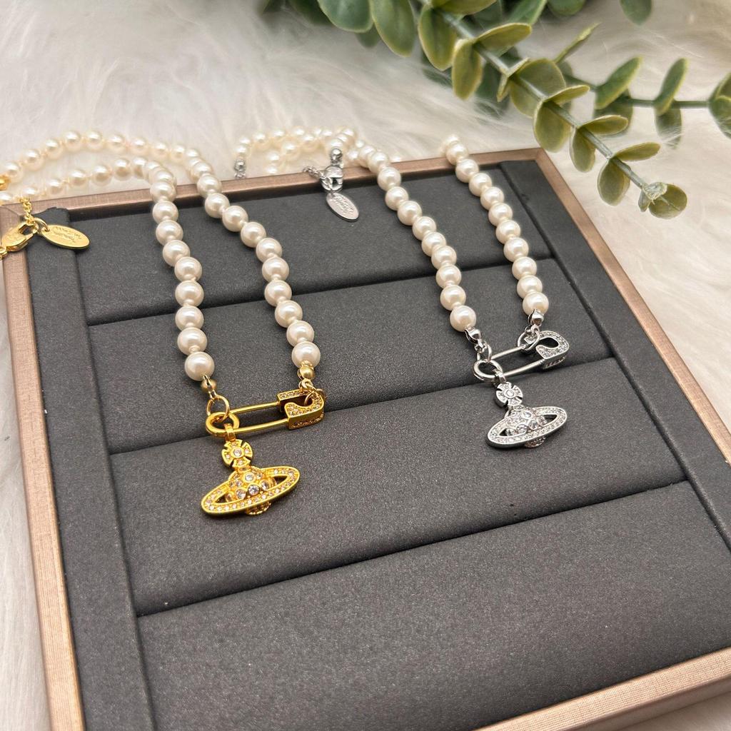 Empress Cixi Saturn Brosch Halsband - Lyxig Dam Gem Nyckelbenskedja