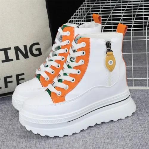 Fashion Fashion Color Matching Women's Autumn Winter Daddy Shoes Increase Height 10cm Casual Thick Bottom High-top Ins Women's Sneakers