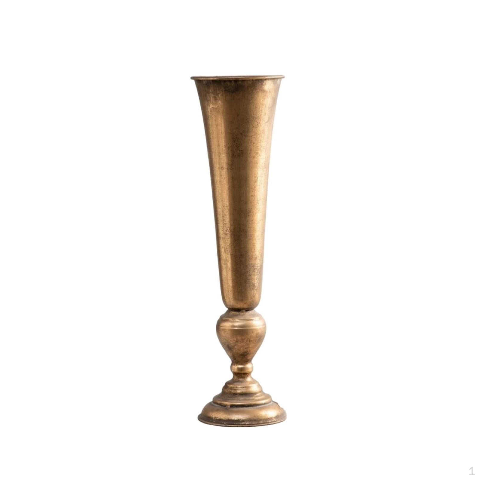 Metal Vase Tone Tabletop Distressed Flower Holder for Event Planners, Florists, Weddings A2832
