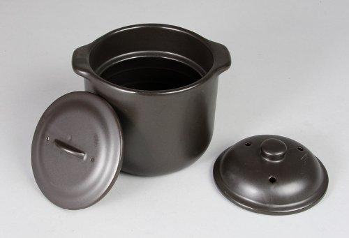 Sento Senka Pottery CeraCook Microwave Rice Cooker (Double Lid) Black Glaze (1.5 cups) 10-05