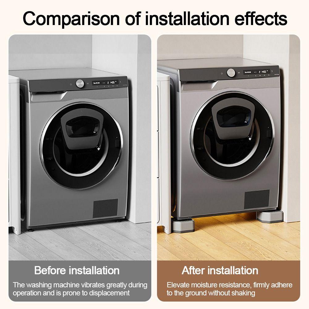 4pcs Set Anti Slip Washer and Dryer Pedestals Height Extenders Noise Cancelling Washing Machine Foot Pads Stable Moisture-proof