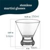 Cosmopolitan Stemless Martini Glasses Set Dishwasher Safe Holiday Martini Glass Lightweight Cocktail Glass Set for Wedding Party
