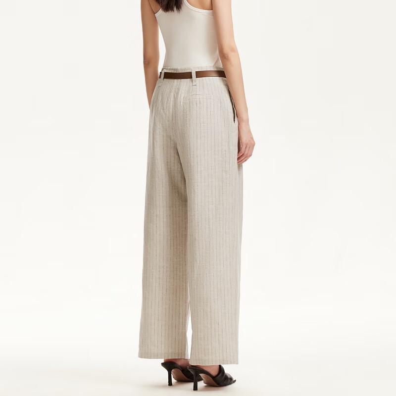 VEROMODA Women's Pleated High-Waist Linen Blend Casual Pants