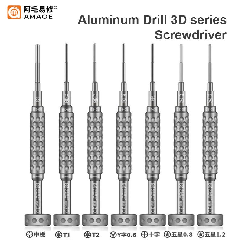 AMAOE AD-2D AD-3D Aluminum Drill Screwdriver for Mobile Phone Repair with S2 Alloy Head High Precision Maintenance Bolt Driver