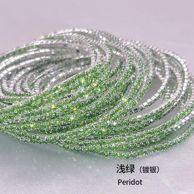 1Pcs Single Row Cubic Zirconia Tennis Bracelet Silver Color Elastic Bangle for Women Multi Layered Wearing Streetwear Jewelry