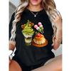Cartoon Dessert Print Short-sleeved T-shirt Casual and Versatile Style Suitable for Daily Wear and Going Out In Summer