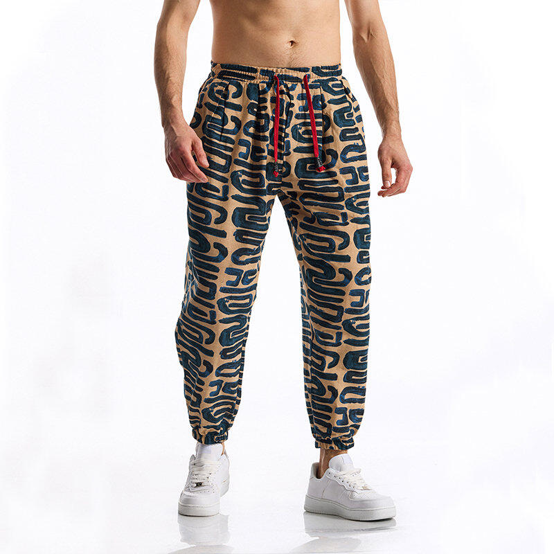 Pantaloni Casual da Uomo Estate e Autunno Patchwork Vivace Stampati Pantaloni con Coulisse Vita Elastica con Coulisse Alla Moda e Comodi