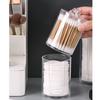 Cotton Swab Organizer 2 Layer Round Transparent Plastic Cotton Swab Holder for Bathroom Bedroom