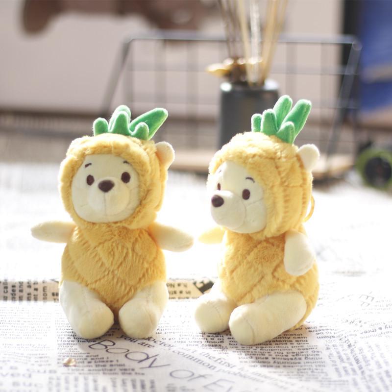 Adorable Pineapple Bear Plush Keychain Cute Short Plush Toy Bag Charm 13cm