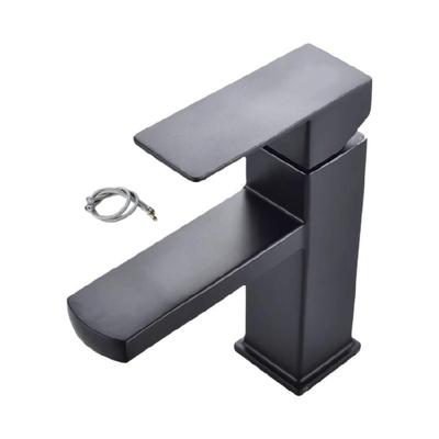 Minimalists Black Bathroom Faucet Square Single Handle Design Hot Cold Water Mixer Tap Rustproof Stainless Steels
