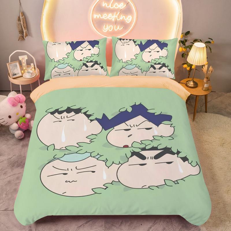 Crayon Shin-chan quilt cover with pillowcase cartoon anime print bedding set fabric soft twin bed size kids gifts various sizes