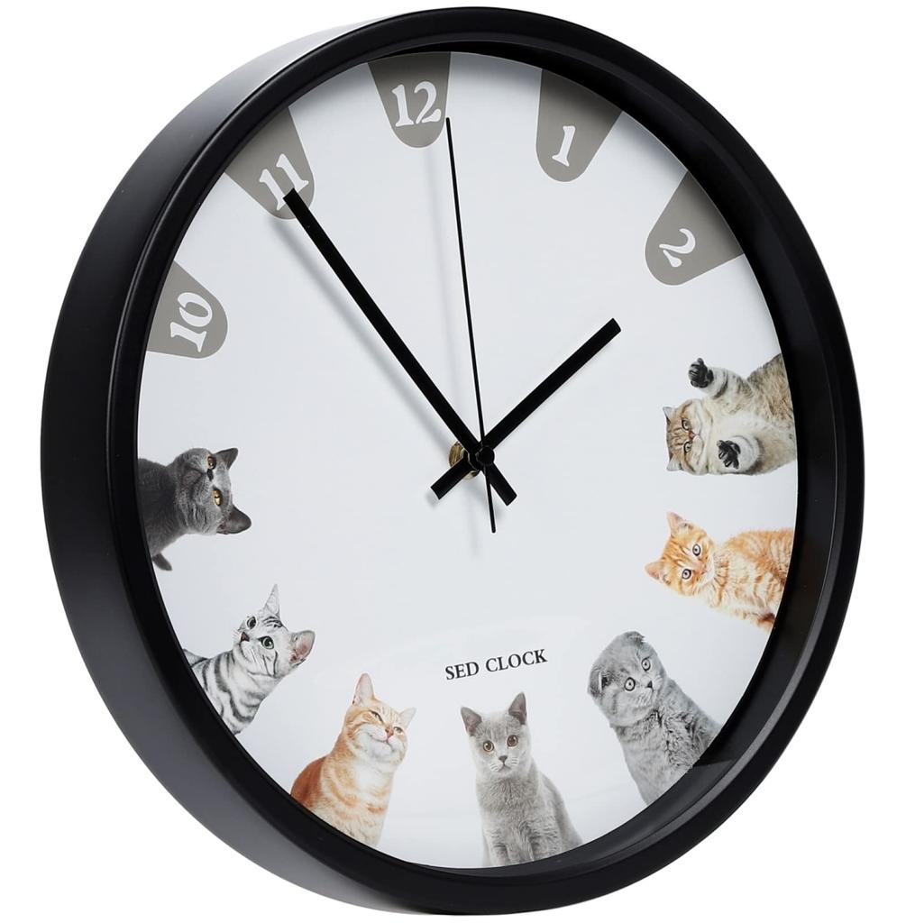 Matakoko315 Wall Stylish and Cute Wall Interior Sweep Continuous Second Easy To Living Stylish Analog Cat Popular Clock, Cat/Kitten Design, Clock,