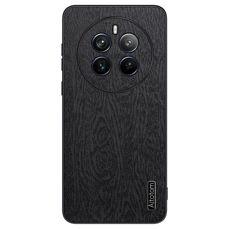 Für Realme 12 4G/12+ 5G Stoßfestes Case Leder+PC+TPU Holzstruktur Handyhülle