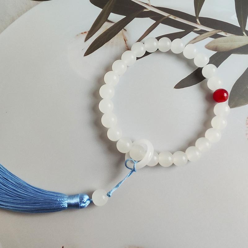 Shetaicui Prayer Beads Bracelet: Calming Ancient-Style Accessory with Tassel for Hand-Twisting and Mind Relaxation