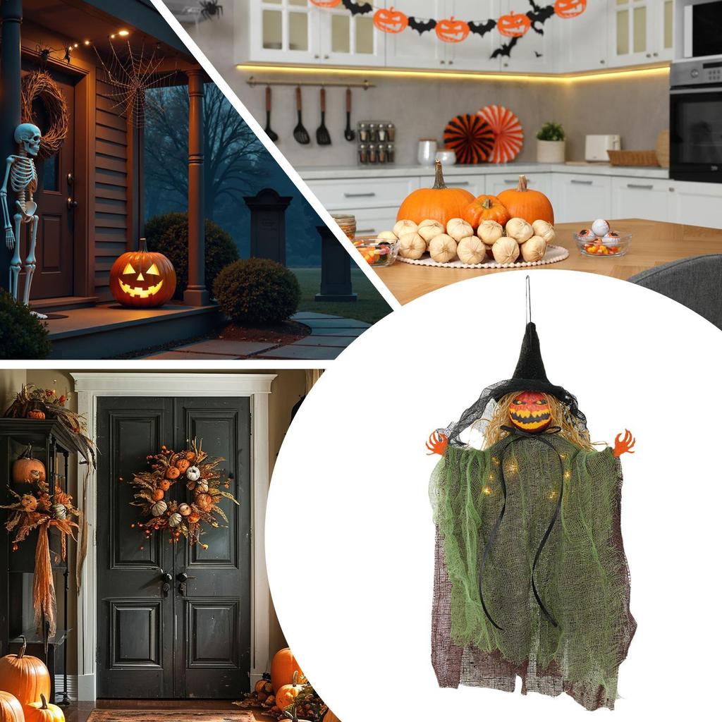 2025 Halloweens Hanging Witch Glowing In the Dark Garden Tree Light-Up Spooky Witch Pendant Creepy Haunted House Prop