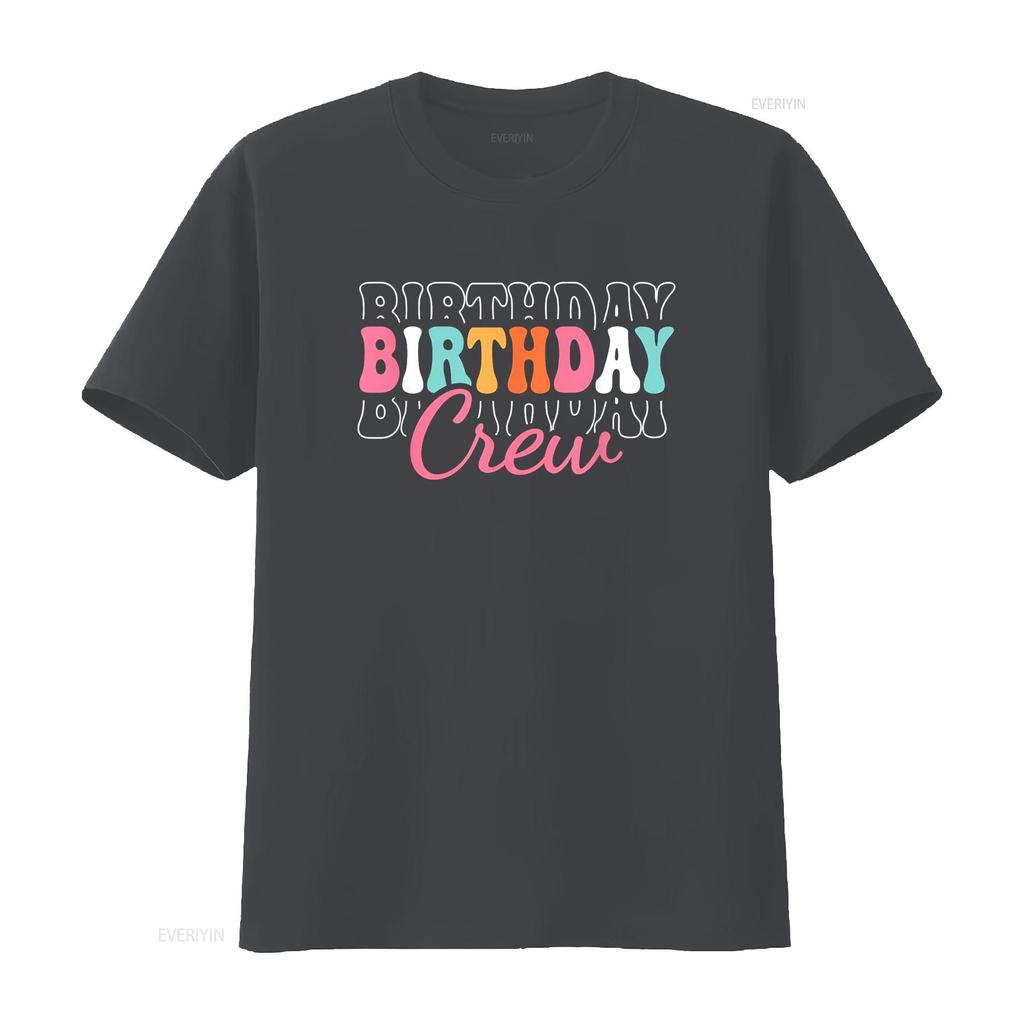 Birthday Crew Bday Groovy T Shirt vintage Washed streetwear Stylish Stretched homme designer clothes Casual Comfortable