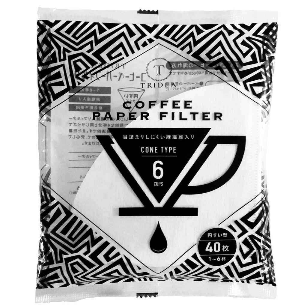 TRIDEA Paper Filter for 1 to 6 Cups, 40 Pieces, White (White, 3 Bags (40 Pieces x 3))