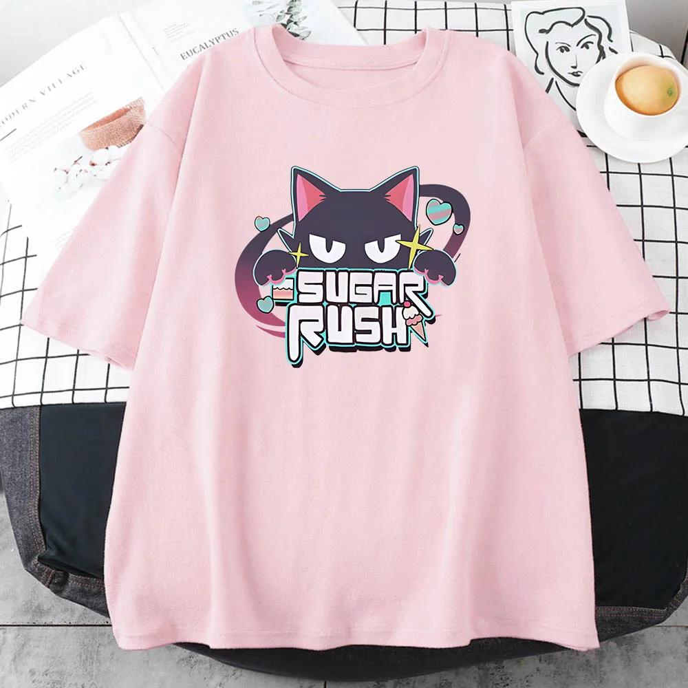 Sugar Rush Blue Archive Tshirts Game Anime Cartoon Graphic Teeshirt Short Sleeve Cotton Comfortable Shirt Printing Tees Summer