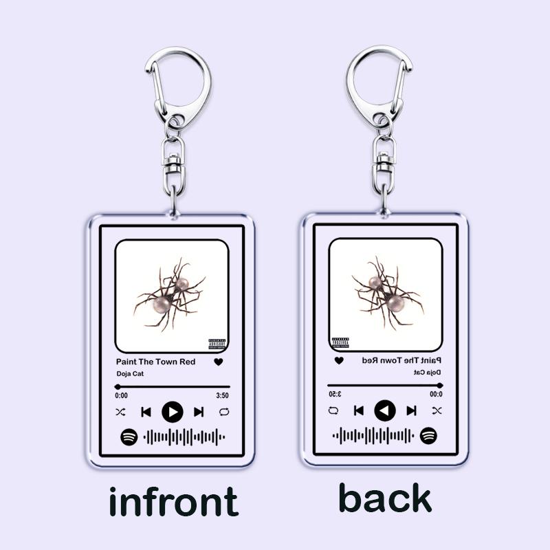 Hot Female Singer Music Keychains for Women Accessories Bag Kiss Me More Woman Songs Playlist Code Keying Jewelry Fans Gifts