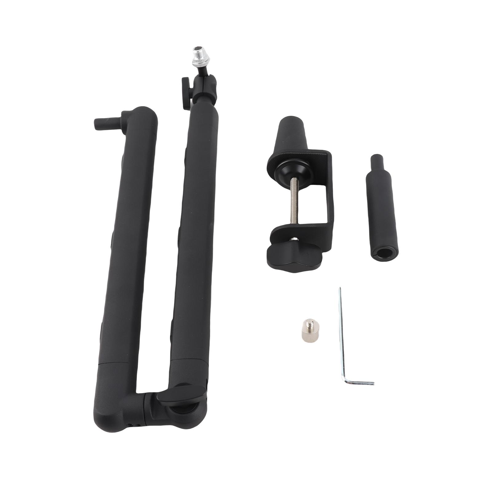 

Microphone Boom Arm Low Profile Adjustable Stick Microphone Arm Stand With Desk Mount Clamp Screw Adapter Cable Management Metal чорний