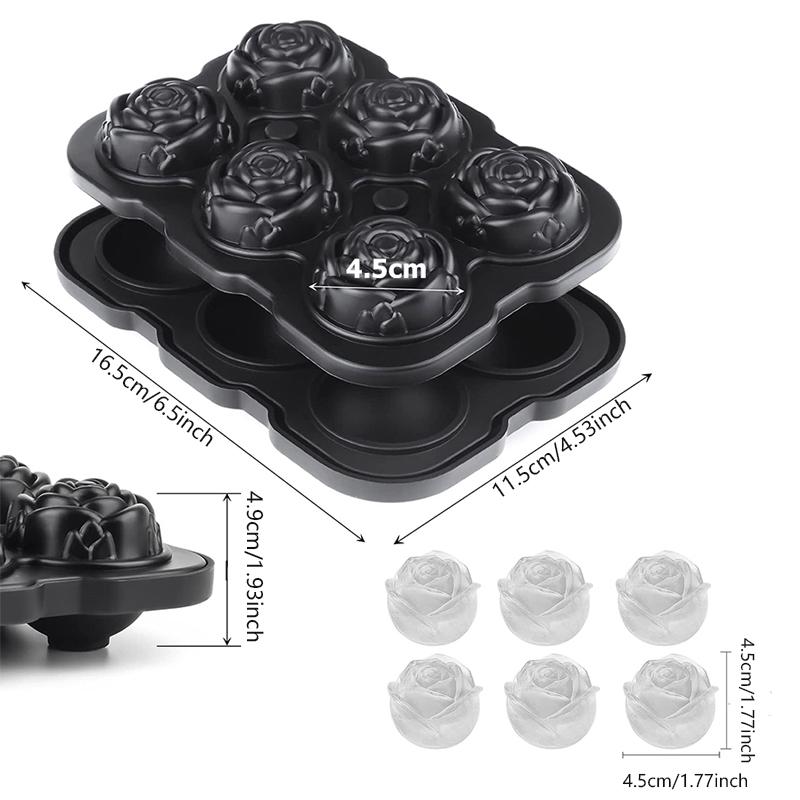 3D Rose Ice Cube Tray Silicone Ice Molds Diamond Silicon Mould 6 Grid Reusable for Cocktails Whiskey Party Supplies Ice Maker