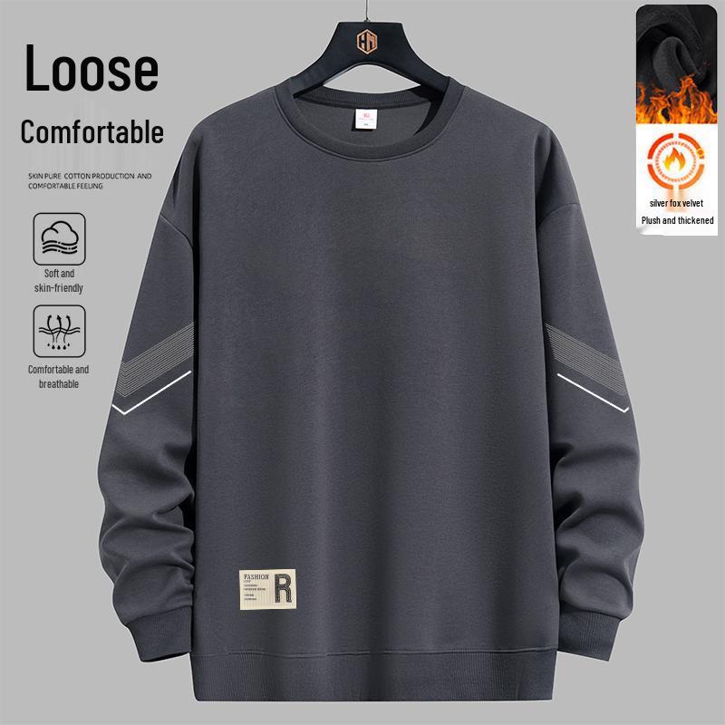 Men's Long-Sleeve Trendy Printed Hoodie - Loose Fit, Plus Velvet, Autumn/Winter Casual.