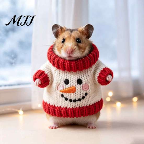 Small Pet Winter Sweater Christmas Hamster Sweater, Soft Knitted Cute Holiday Outfit, Cozy Breathable Accessories Turtleneck Festive Clothes