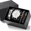 Fashion Trendy Faux Three-Eyed Mechanical Men's Watch Bracelet Beaded Bracelet Set of Three Without Gift Box