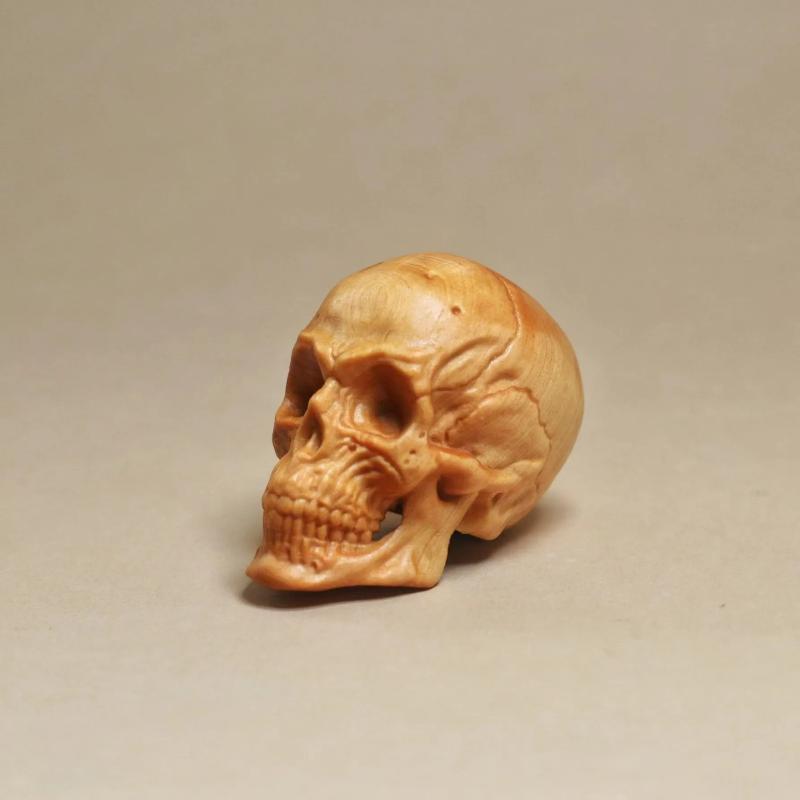 

Натуральный кипарис Гравировка Череп Декор Маленькая статуэтка - Хэллоуин Украшение Вечеринка Украшение Реквизит Дом Комната, Автомобиль Бар Декор