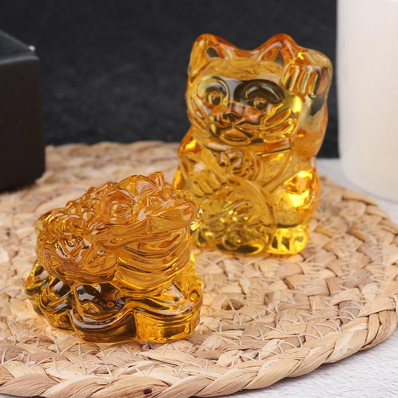 Chinese Yellow  Feng Shui Lucky Cat Fortune Frog Gift Home Decorations