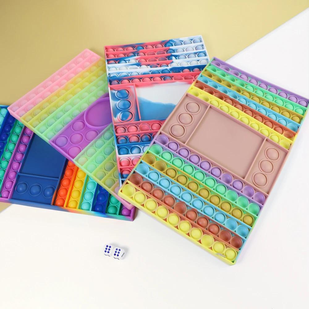 Non-Toxic Big Size 20Cm Rainbow Square Push Bubble Fidget Toys Children Adult Stress Relief Toy Antistress Squeeze Gift 20Cm 30Cm Xxl