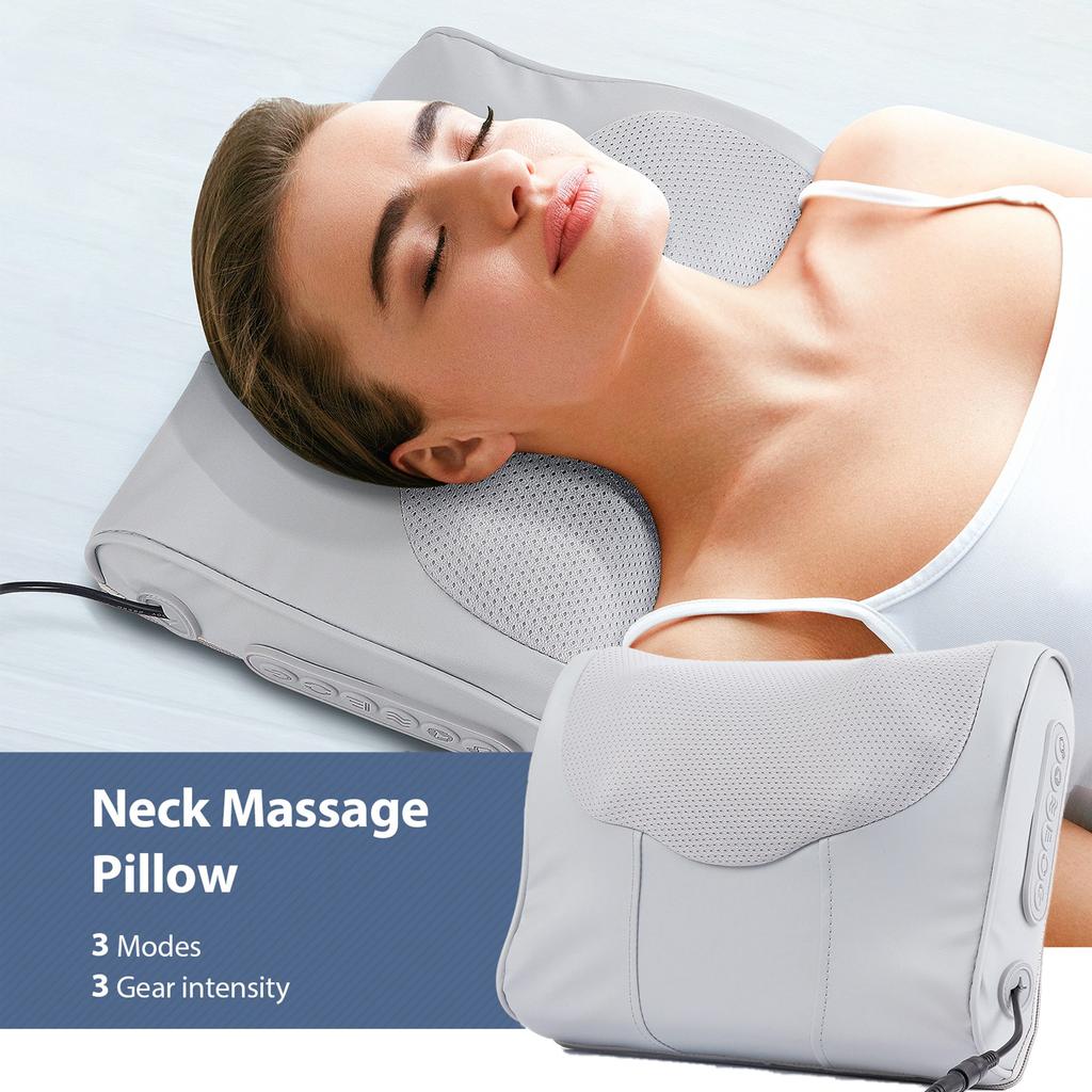 Electric Pillow Massager Neck Shoulder Massage Pillow Waist Back Kneading Massage Cushion Head Massager Neck Cervical Masajeador